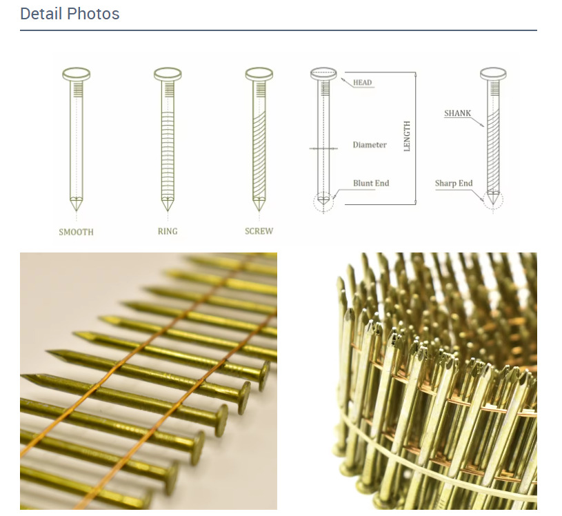 Coil Nails half yellow coated